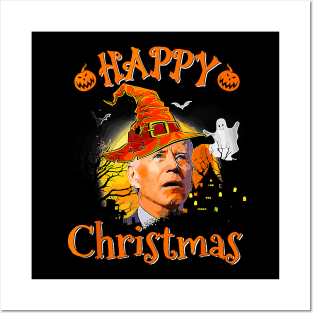 Happy Christmas Joe Biden Confused Pumpkin Halloween Spooky Posters and Art